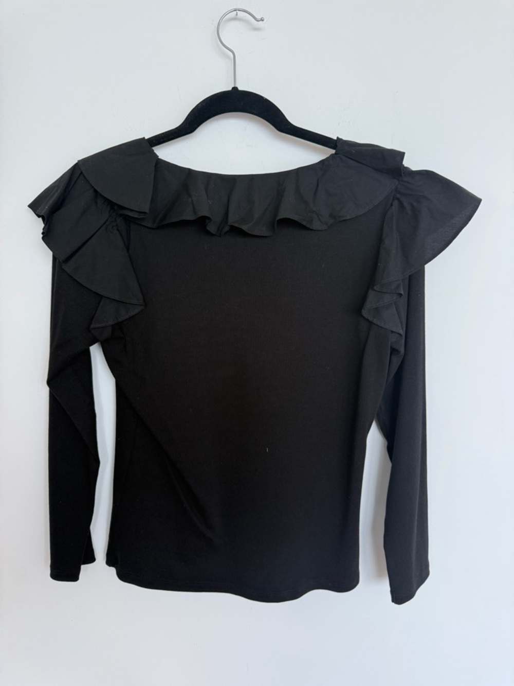 Veronica Beard Strata Black Long Sleeve Ruffle Top size S - Picture 5 of 5